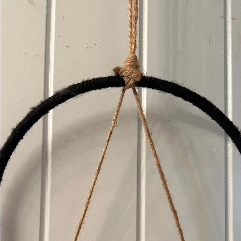 Bohemian Black and White yarn macrame Wall Hanging,Eclectic, Modern,